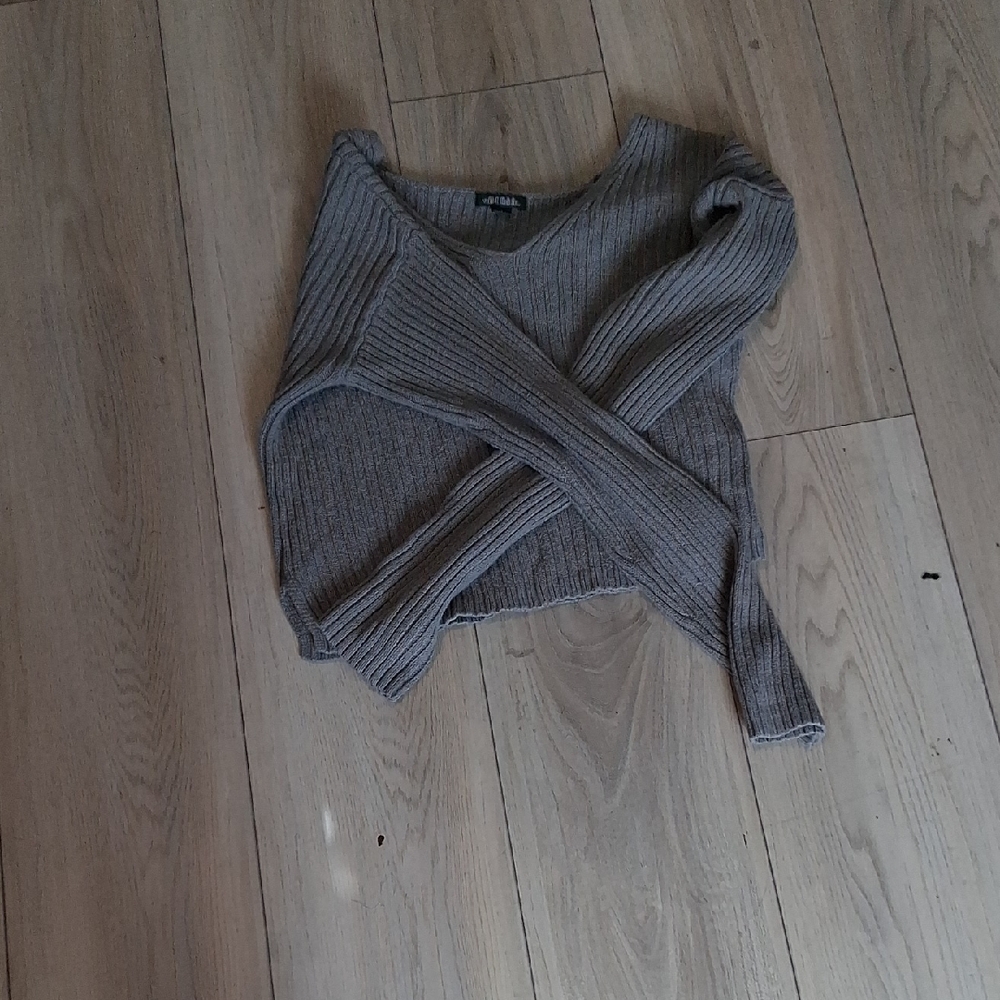 Wild Fable Gray Ribbed Knit Crop Top